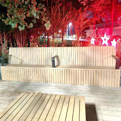 杭州公园木塑坐凳定制安装工程